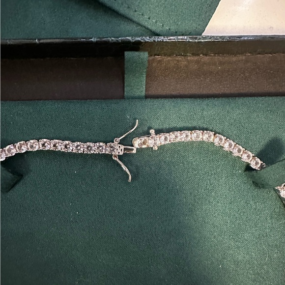 Tennis Necklace 15” DORSEY KATE ROUNDCUT WHITE SAPPHIRE SILVER RIVIÈRE NECKLACE - Picture 7 of 12